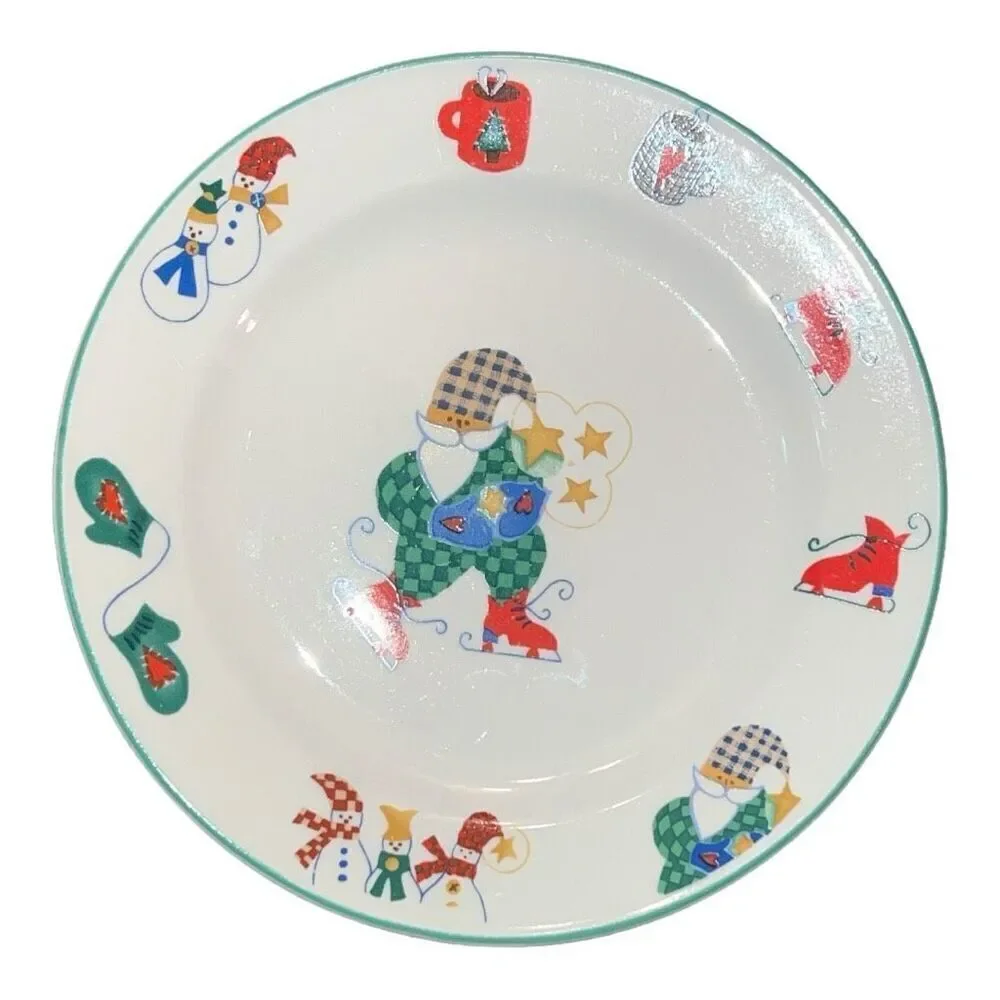 Welcome Winter Salad Plates Christmas Stoneware Farmhouse